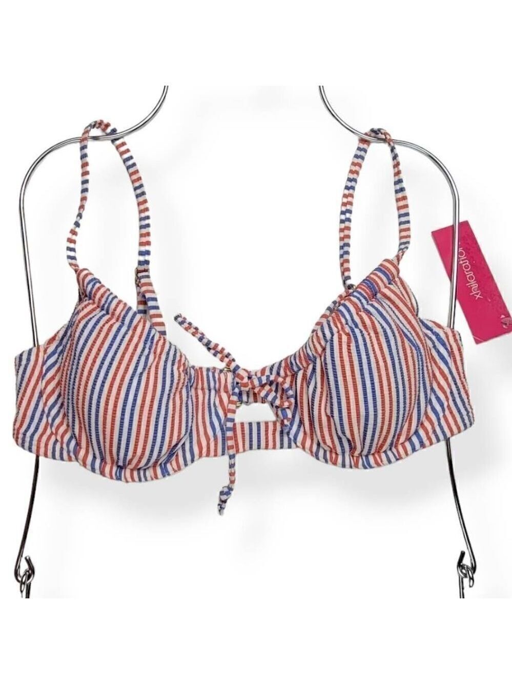 Xhilaration Striped Textured Underwired Bikini Top Large Jrs. 8-10